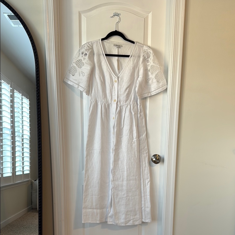 Madewell White linen dress with beautiful cutouts